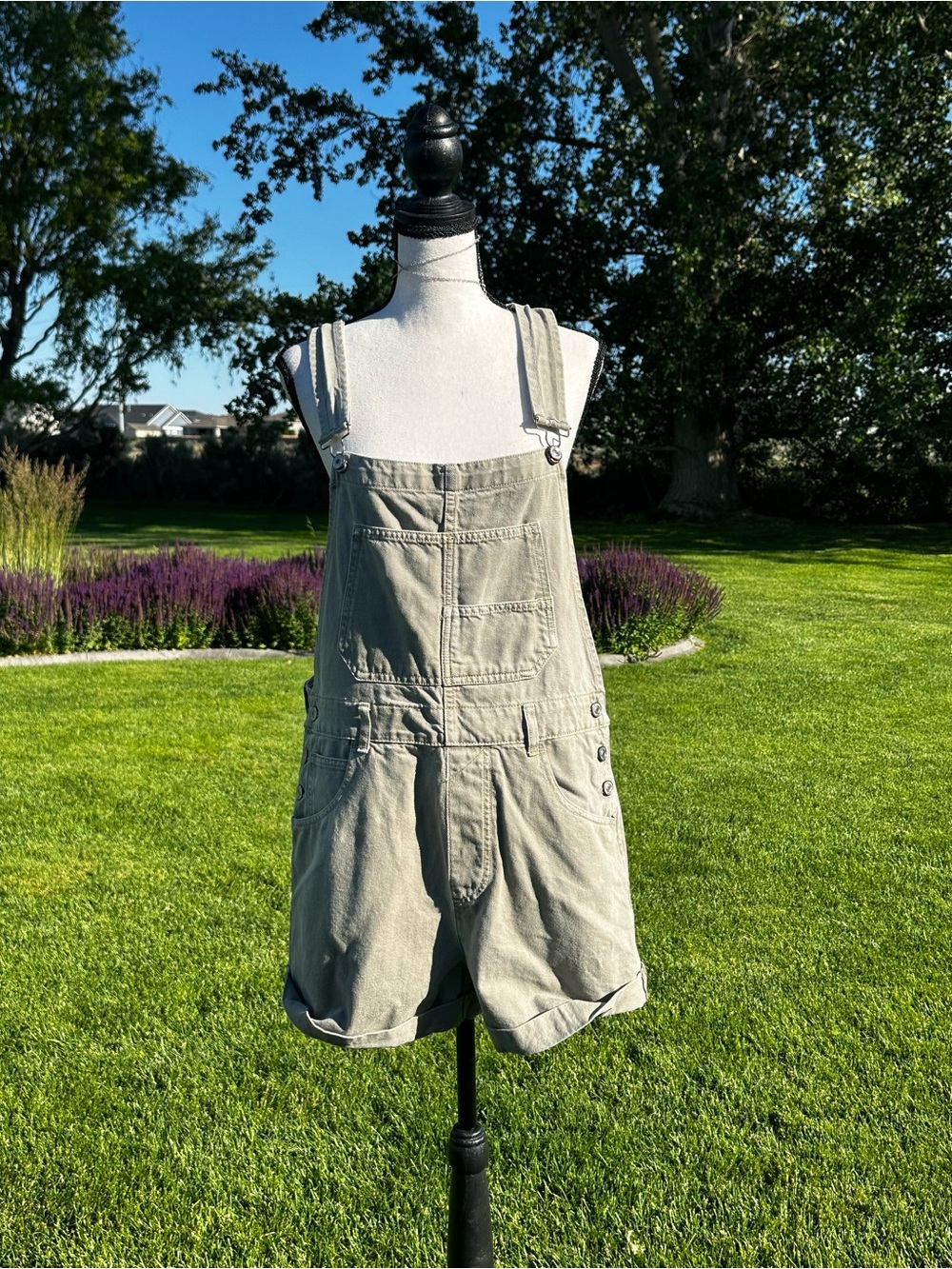 Free People We The Free Sage Green Short Overalls Romper Medium